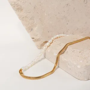 Snake Chain Pearl Necklace