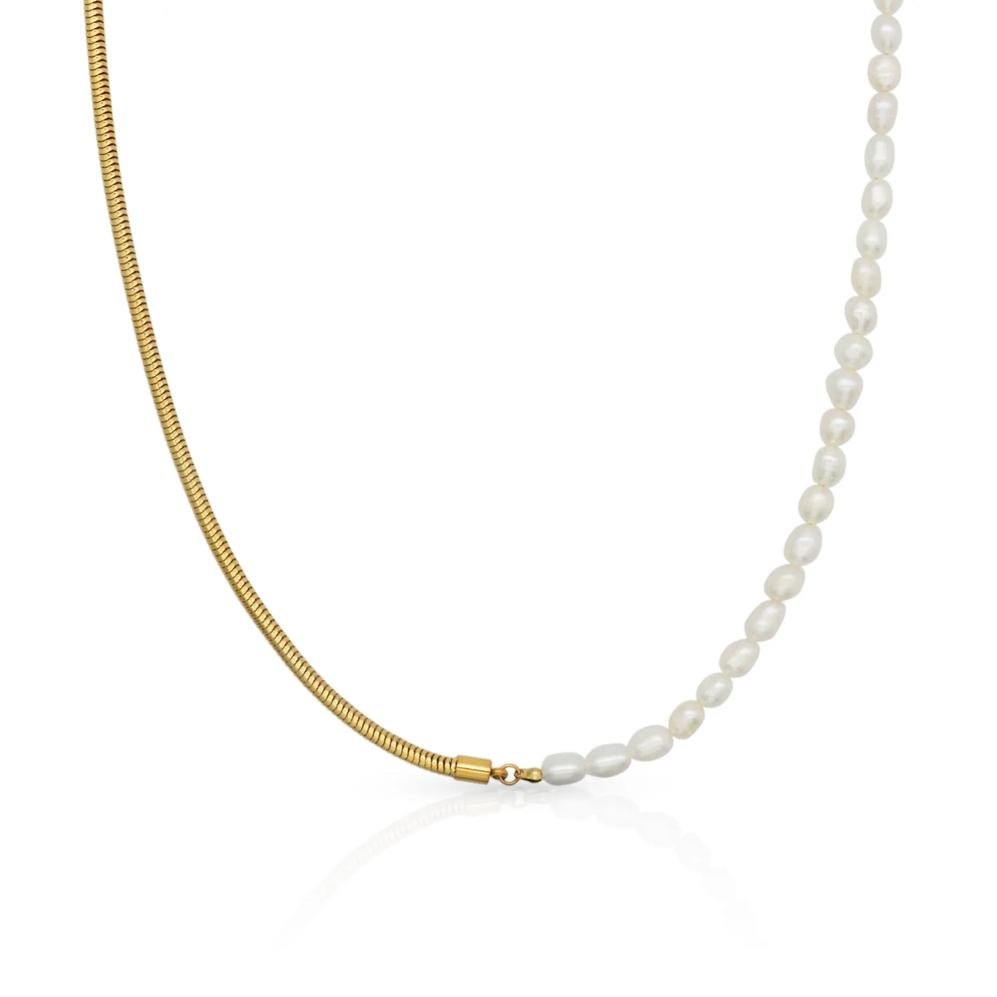Snake Chain Pearl Necklace