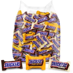 Snicker Bulk Chocolate Candy Variety Pack - 1.5 Pound Fun size Milk Chocolate Candy Bars Crunchy Peanut Butter, Almonds & Peanuts Caramel Assortment Party Size Bag