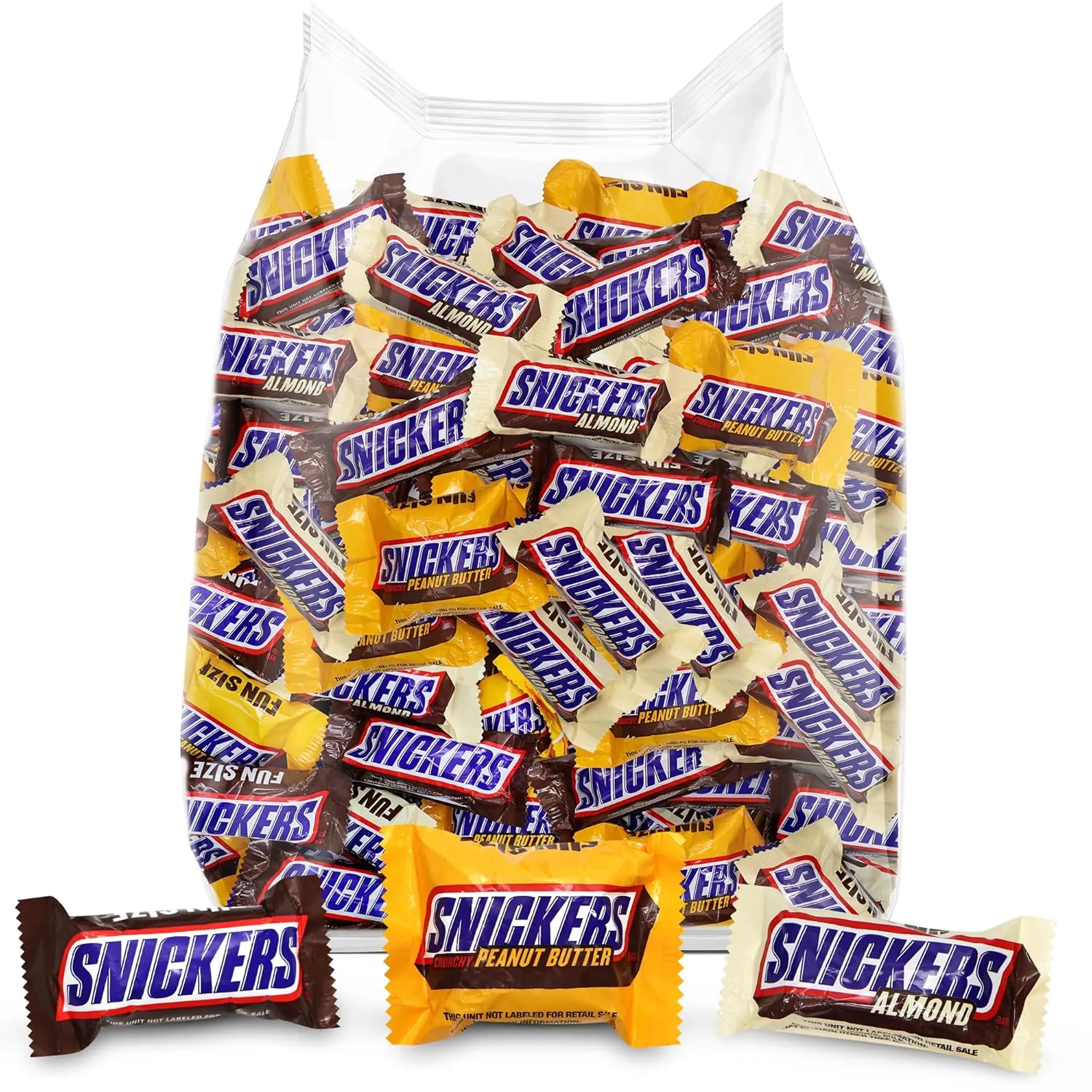 Snicker Bulk Chocolate Candy Variety Pack - 1.5 Pound Fun size Milk Chocolate Candy Bars Crunchy Peanut Butter, Almonds & Peanuts Caramel Assortment Party Size Bag