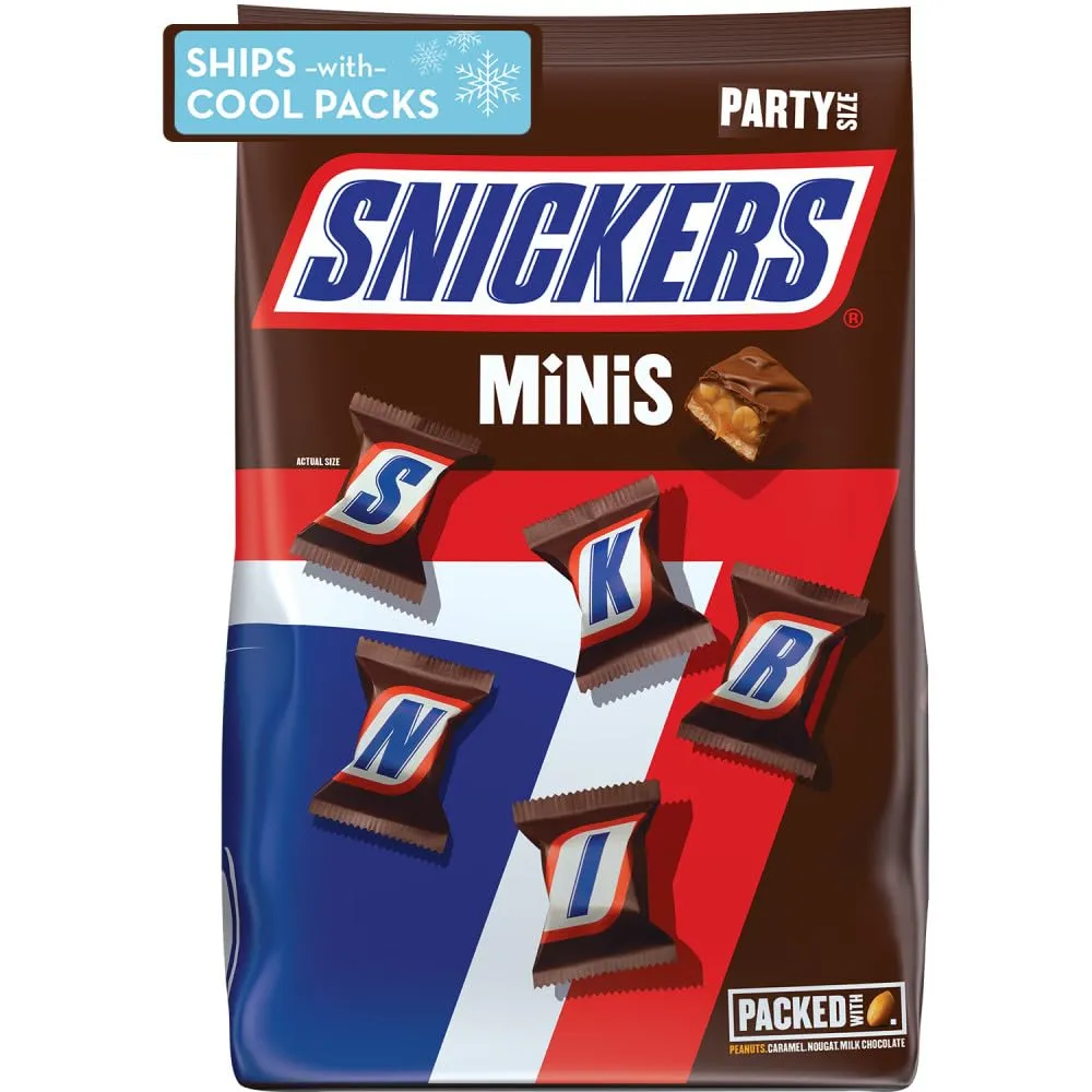SNICKERS Mini Chocolate Candy Bars - Party Size Assortment, 35.6 oz Bag