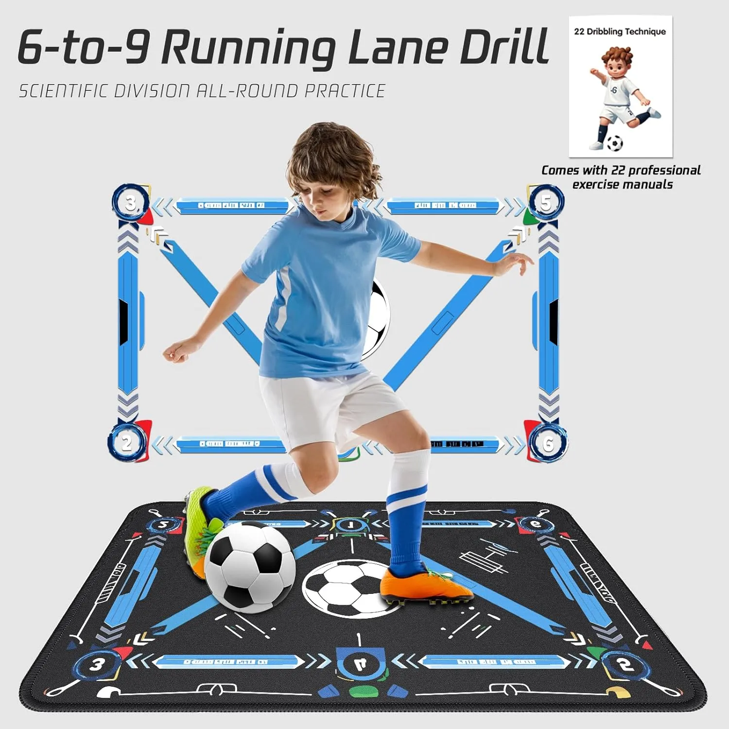 Soccer Training Mat with Silent Shock Absorption and Non-Slip Base for Footwork Training and Ball Mastery(Belt Version)