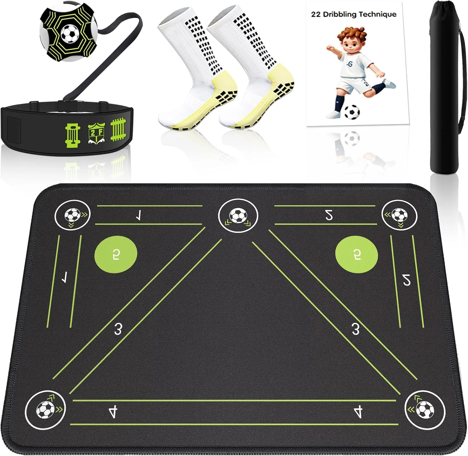 Soccer Training Mat with Silent Shock Absorption and Non-Slip Base for Footwork Training and Ball Mastery(Belt Version)
