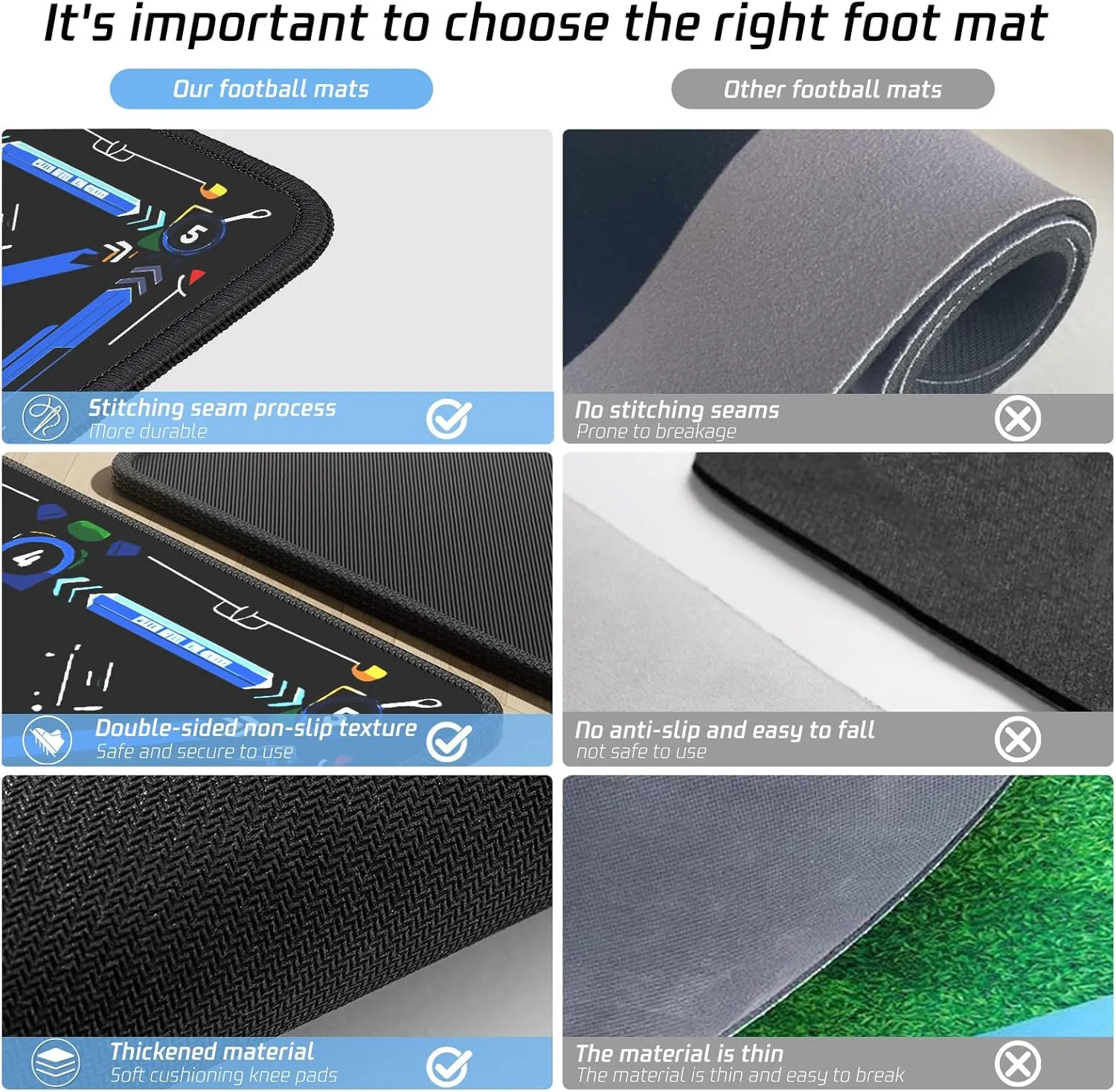 Soccer Training Mat with Silent Shock Absorption and Non-Slip Base for Footwork Training and Ball Mastery(Belt Version)