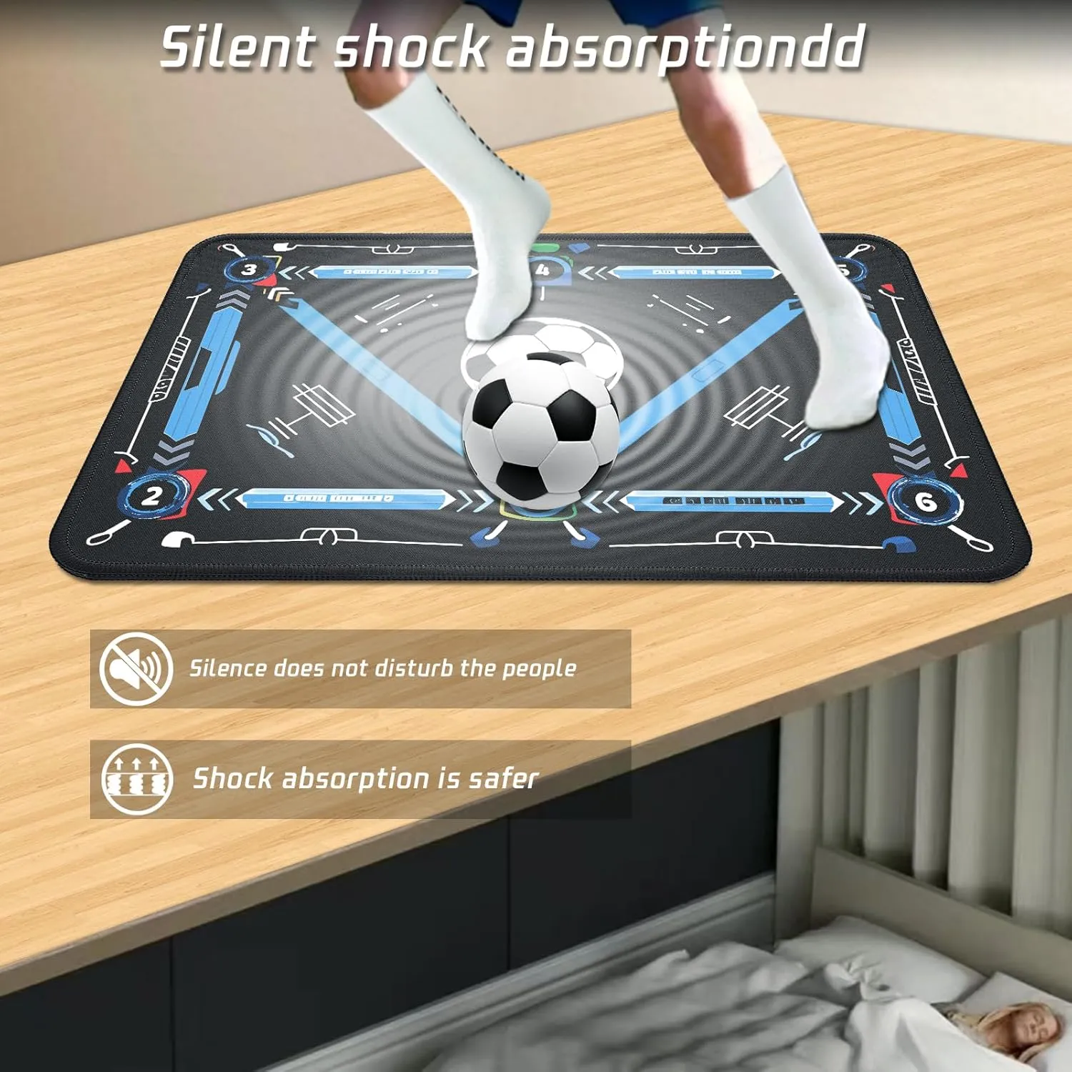 Soccer Training Mat with Silent Shock Absorption and Non-Slip Base for Footwork Training and Ball Mastery(Belt Version)