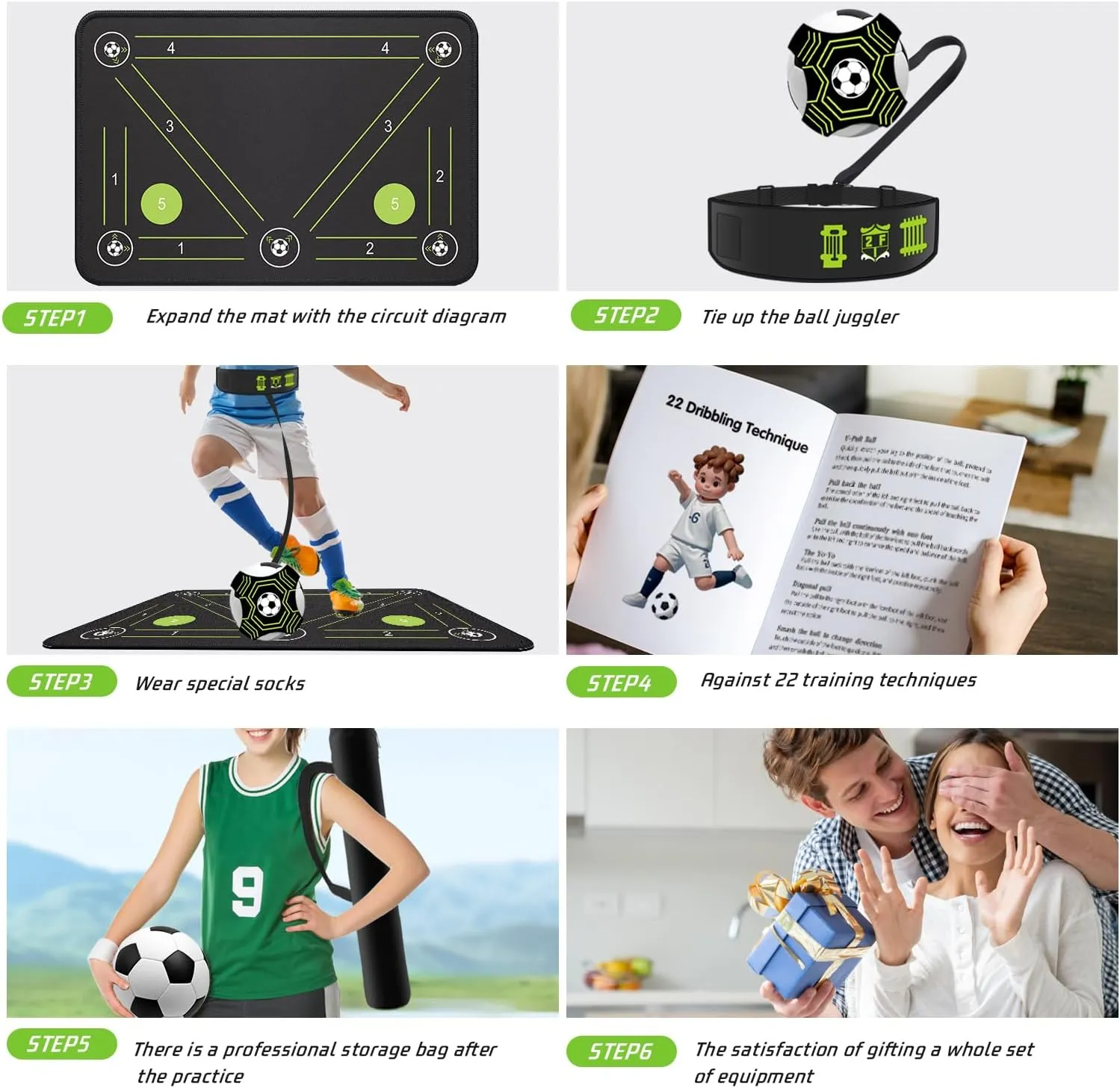 Soccer Training Mat with Silent Shock Absorption and Non-Slip Base for Footwork Training and Ball Mastery(Belt Version)