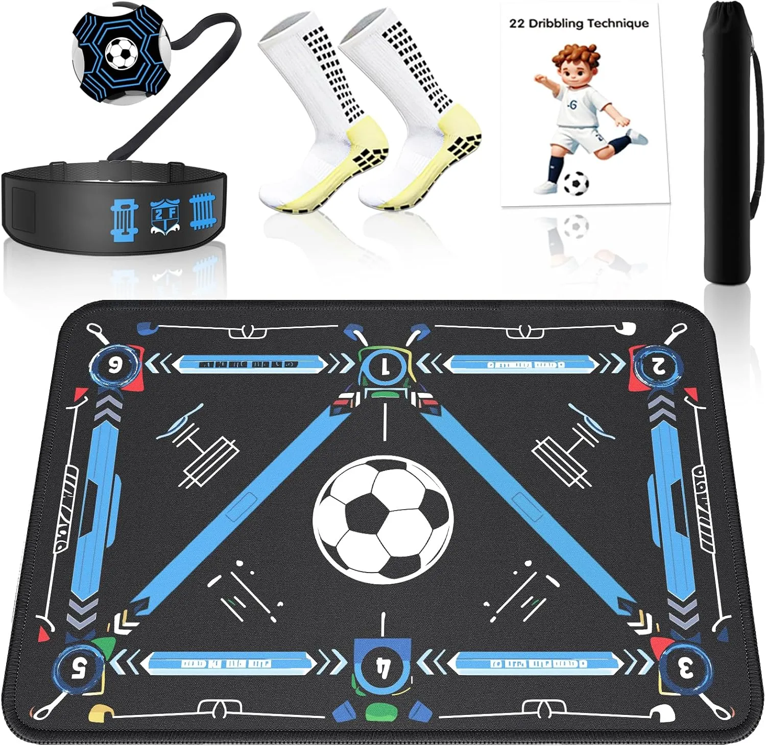 Soccer Training Mat with Silent Shock Absorption and Non-Slip Base for Footwork Training and Ball Mastery(Belt Version)