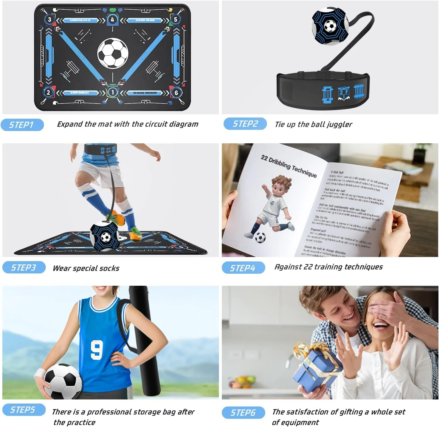 Soccer Training Mat with Silent Shock Absorption and Non-Slip Base for Footwork Training and Ball Mastery(Belt Version)