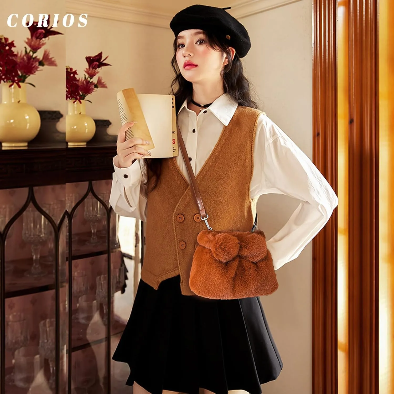 Soft Plush Shoulder Bag for Women Fluffy Handbag Cute Fuzzy Crossbody Bag Furry Top Handle Bag Elegant Satchel Bag