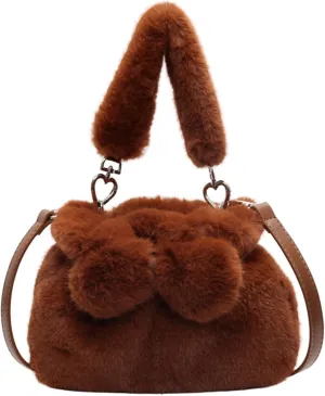 Soft Plush Shoulder Bag for Women Fluffy Handbag Cute Fuzzy Crossbody Bag Furry Top Handle Bag Elegant Satchel Bag