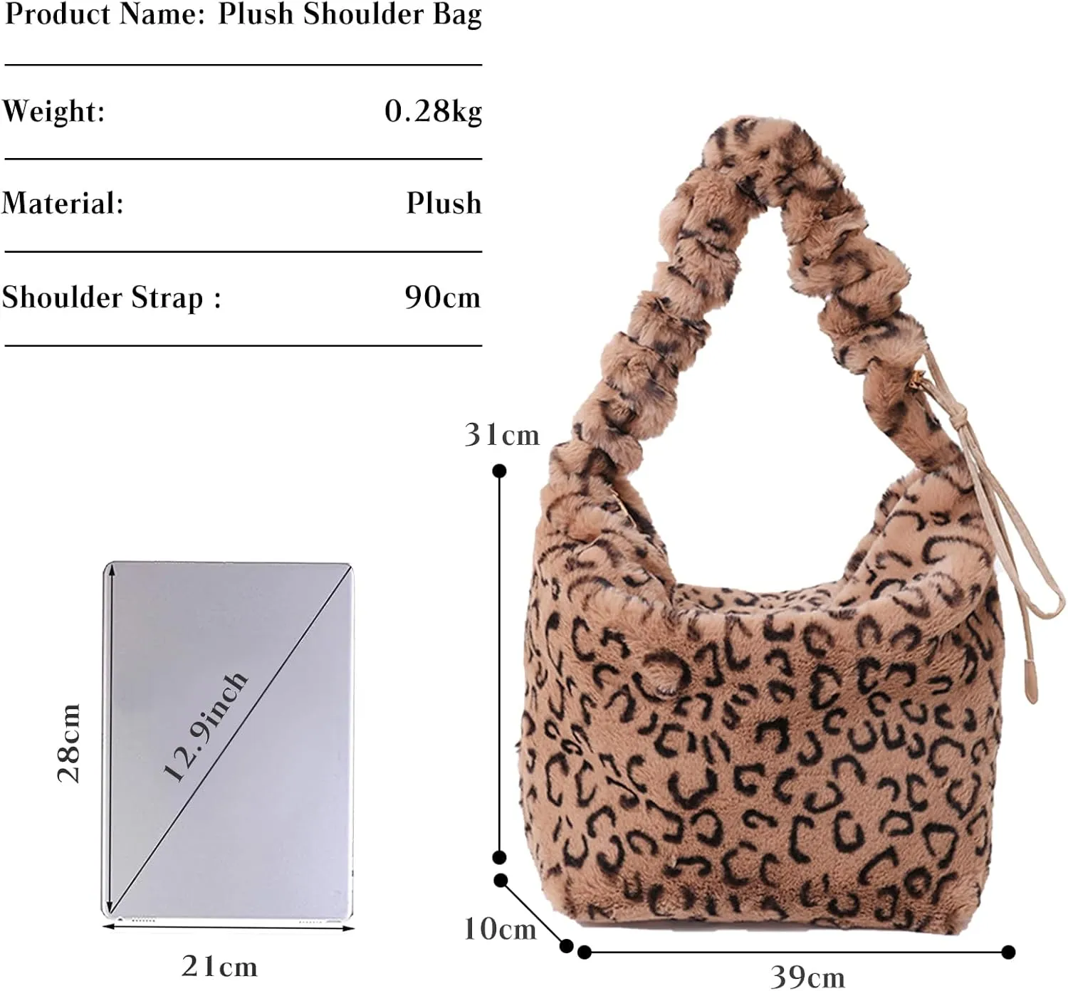 Soft Plush Shoulder Bag for Women Leopard Zebra Print Handbag Cute Fuzzy Crossbody Bag Furry Top Handle Bag