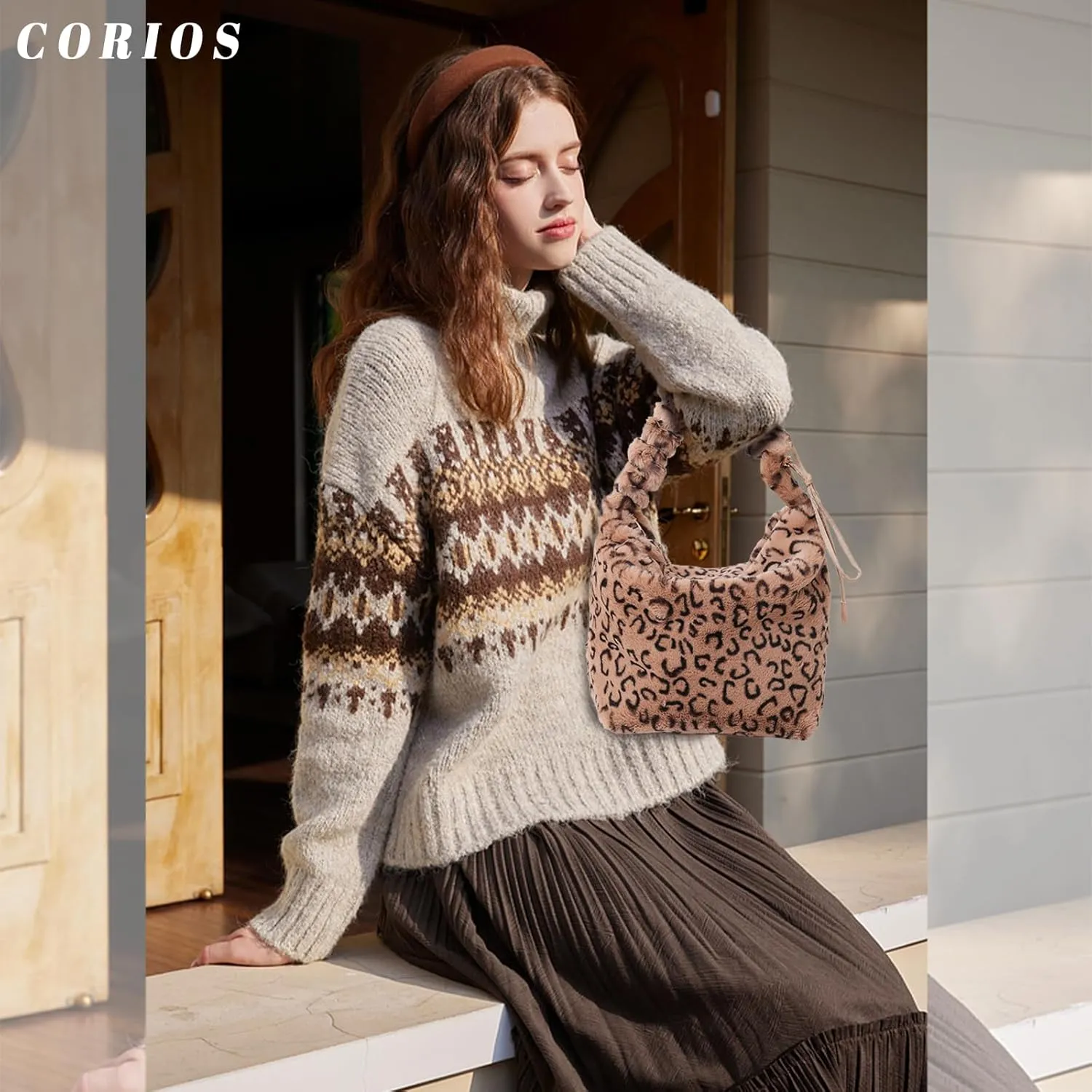 Soft Plush Shoulder Bag for Women Leopard Zebra Print Handbag Cute Fuzzy Crossbody Bag Furry Top Handle Bag