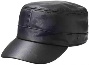 Solid Genuine Lambskin Leather Cap