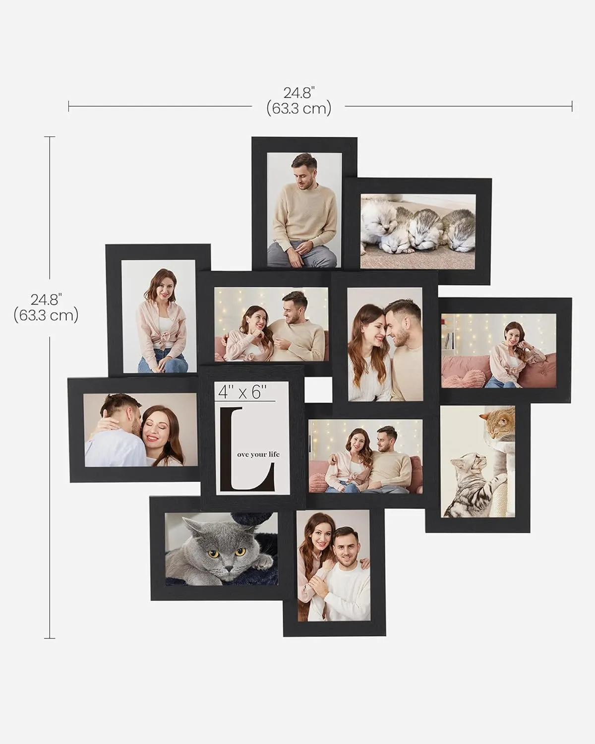 SONGMICS 4x6 Collage Picture Frames, 12-Pack Photo Collage Frame for Wall Decor, Glass Front, Assembly Required, Ink Black