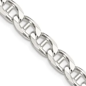 Sonia Jewels Real 925 Sterling Silver Men's 6.5mm Flat Anchor Mariner Chain Necklace - with Secure Lobster Lock Clasp