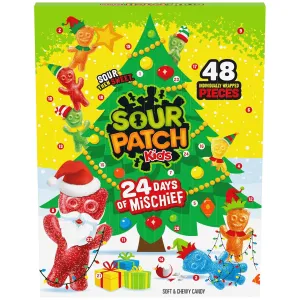 SOUR PATCH KIDS Big Kids Soft & Chewy Candy Holiday Advent Calendar, 24 Days (48 Pieces of Candy)