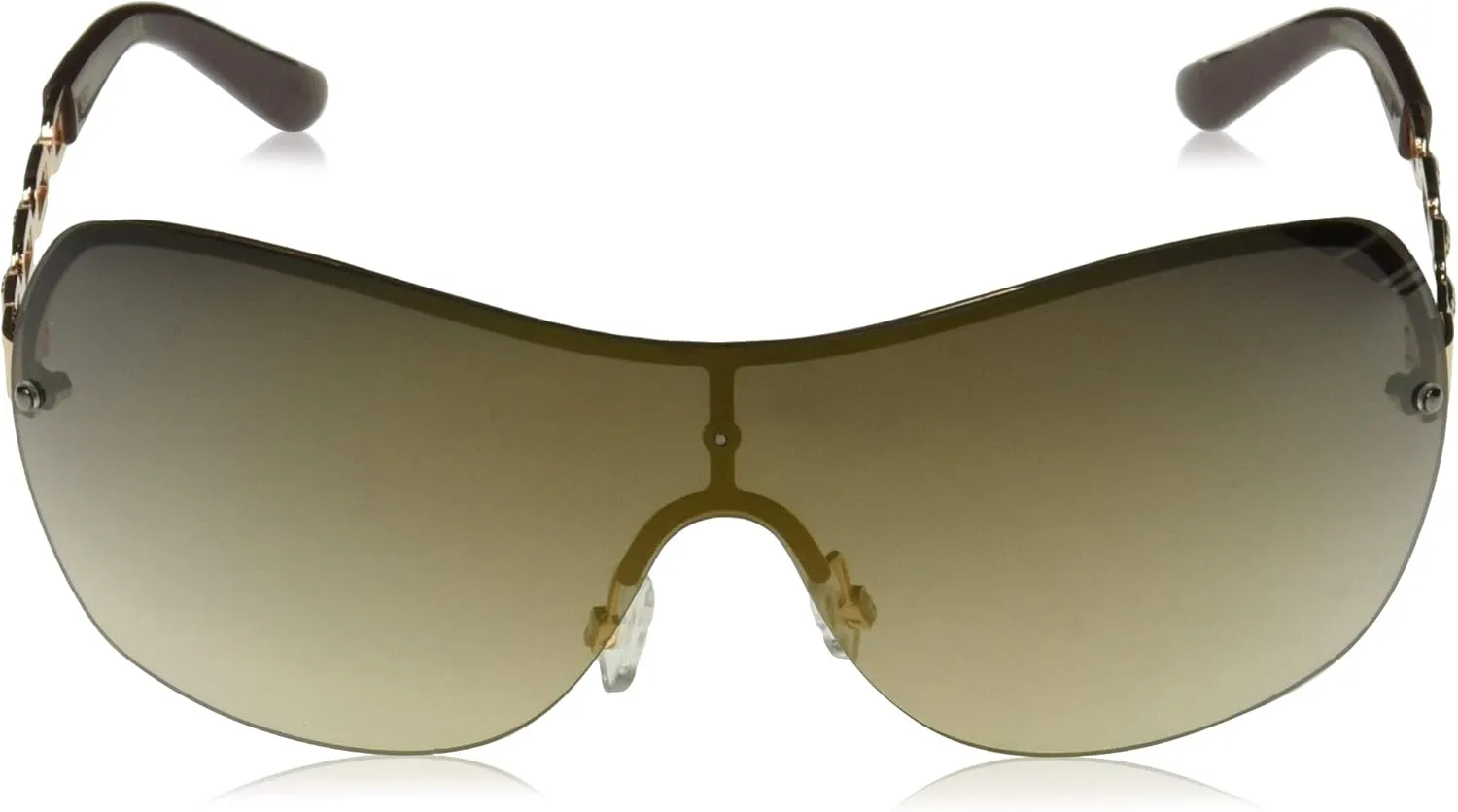 Southpole Women's Metal Uv Protective Chain Link Temple Rectangular Shield Sunglass