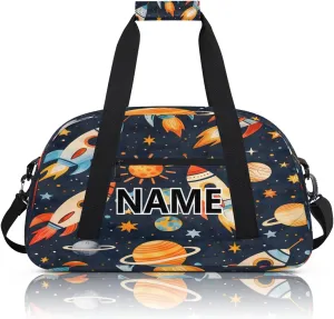 Space Rockets Mini Gym Bag 18 inch for Women Men Waterproof Custom Planets Rocket Travel Duffel Bag Carry On Overnight Tote Nurse Bag for Work Fitness Hiking