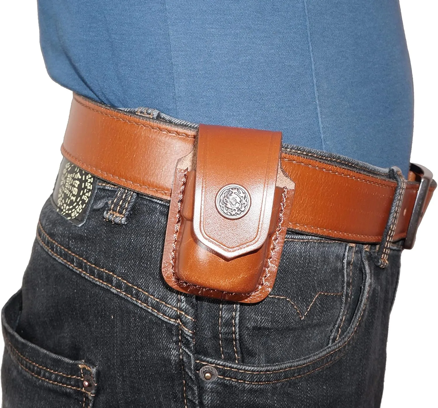 Speedloader Pouch for 357 Magnum 6 & 7 Shots, 44 Magnum 5 Shot, S&W .38 Special 6 Shot Genuine Leather Single & Double Speedloader Carrier/Case Handmade (Brown, Black)