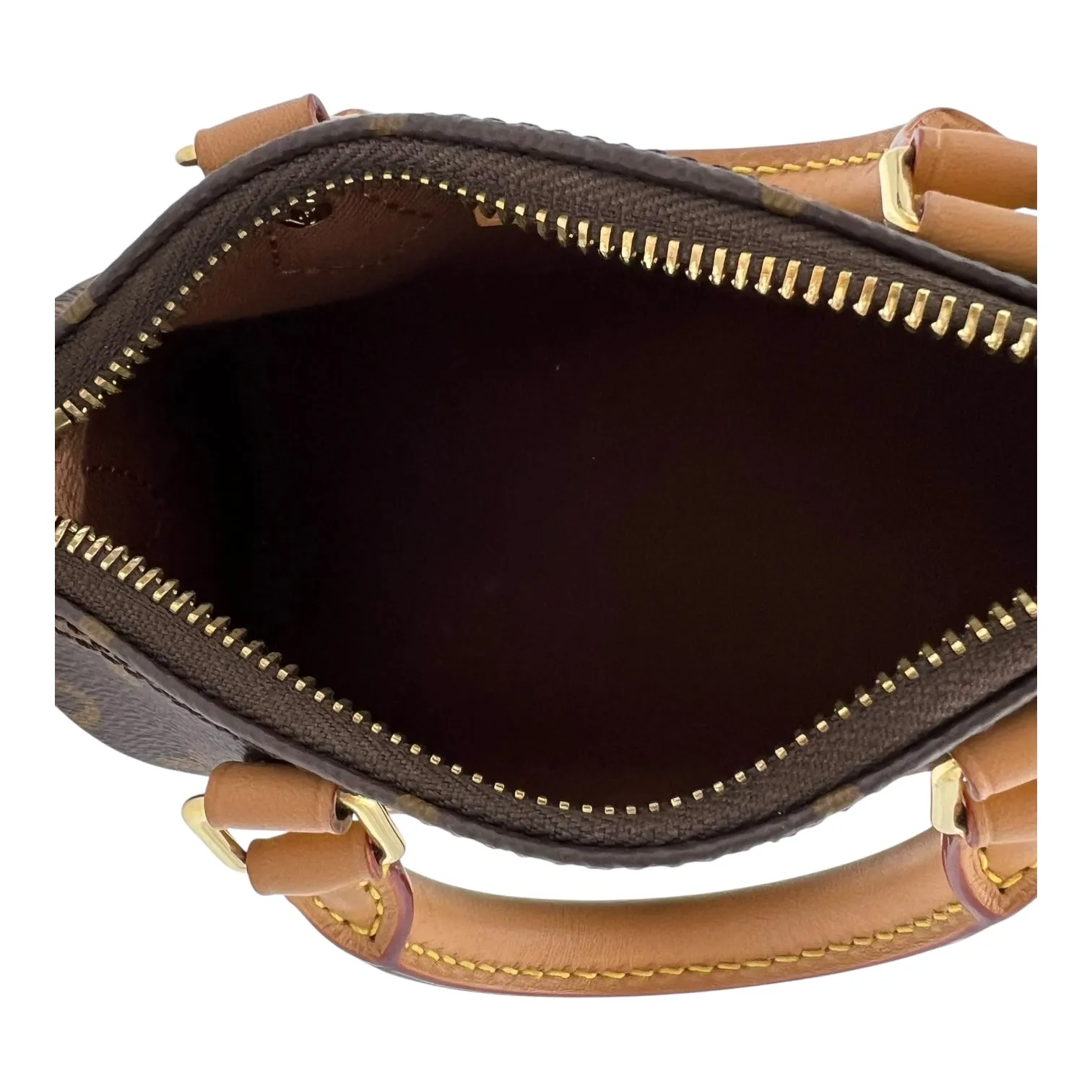 Speedy Crossbody Bag Nano Brown in Monogram Coated Canvas, Gold hardware
