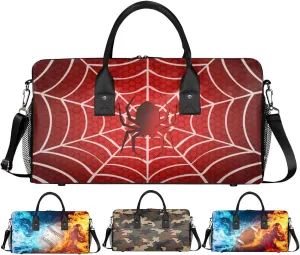 Spiders Webs Small Gym Bags for Men Women Red Lightweight Workout Sport Duffle Bag Carry On Overnight Weekender Tote Athletic Travel Duffel Bags
