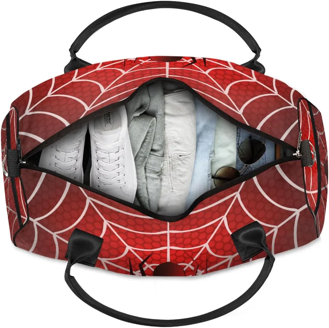 Spiders Webs Small Gym Bags for Men Women Red Lightweight Workout Sport Duffle Bag Carry On Overnight Weekender Tote Athletic Travel Duffel Bags