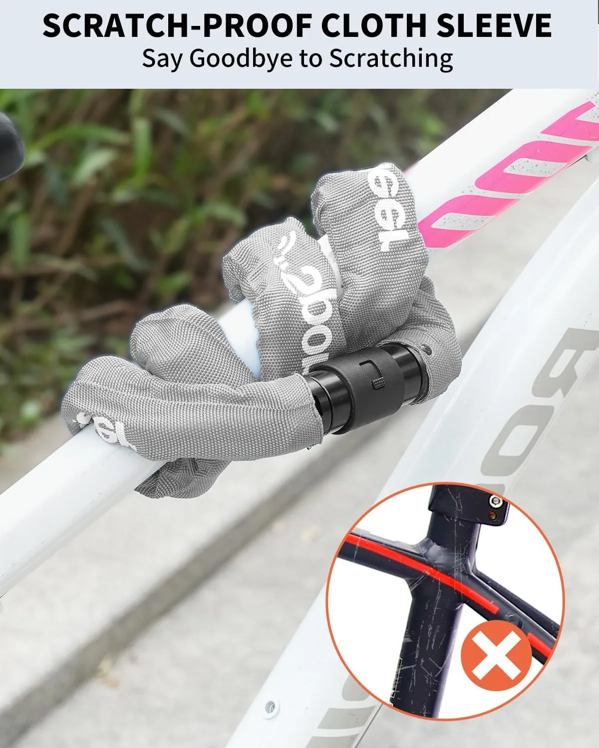 Sportneer Bike Lock: 8mm Thick High Security Anti Theft Bike Chain Lock with 2 Keys- 3.2/4ft Long Heavy Duty Anti-Cut Bicycle Lock for Bike, Motorcycle, Bicycle, Door, Gate, Fence, Grill
