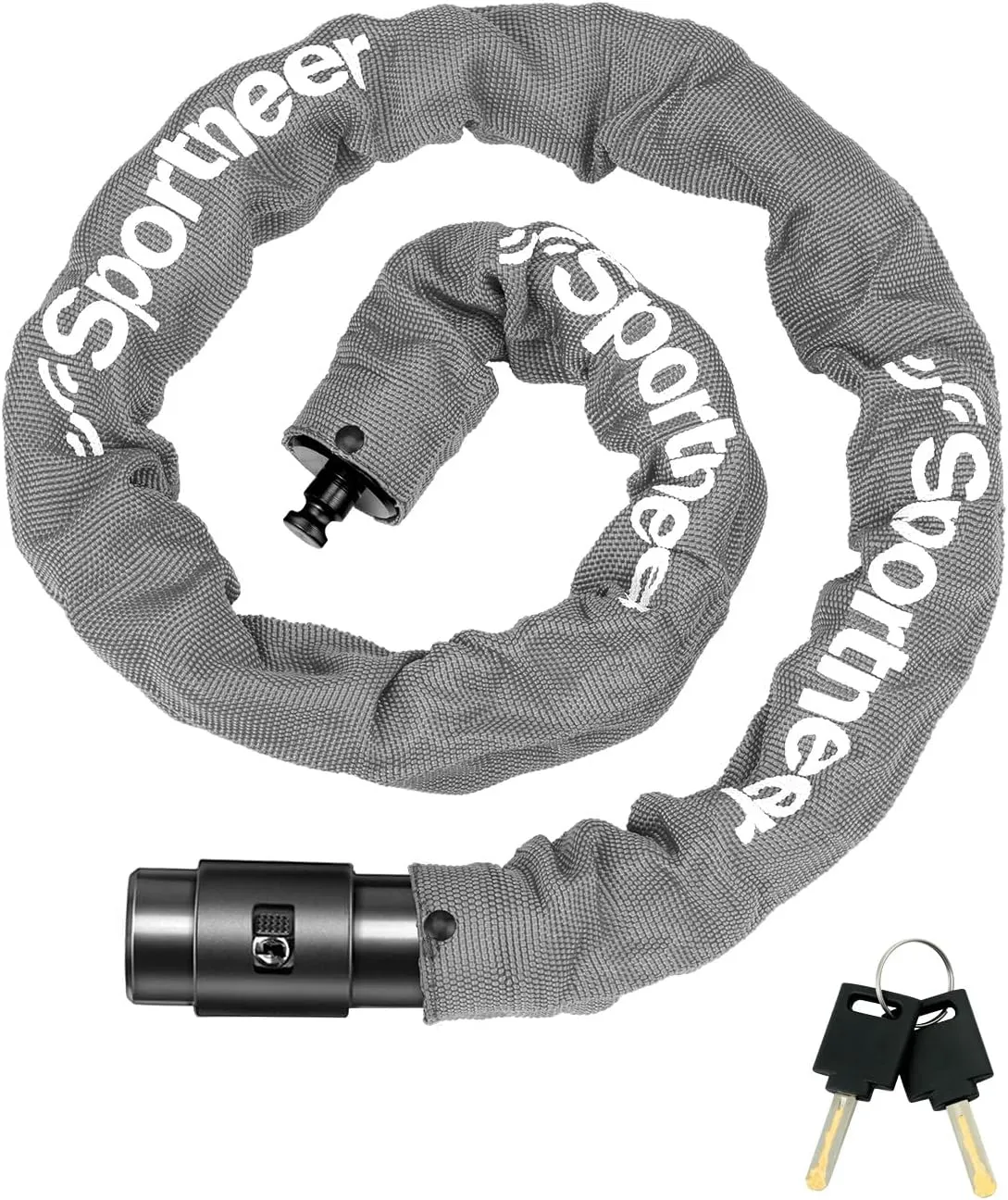 Sportneer Bike Lock: 8mm Thick High Security Anti Theft Bike Chain Lock with 2 Keys- 3.2/4ft Long Heavy Duty Anti-Cut Bicycle Lock for Bike, Motorcycle, Bicycle, Door, Gate, Fence, Grill