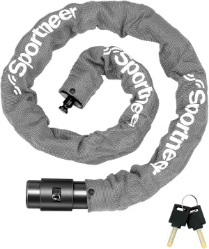 Sportneer Bike Lock: 8mm Thick High Security Anti Theft Bike Chain Lock with 2 Keys- 3.2/4ft Long Heavy Duty Anti-Cut Bicycle Lock for Bike, Motorcycle, Bicycle, Door, Gate, Fence, Grill