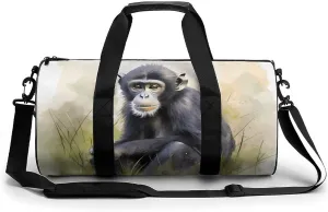 Sports Gym Bag for Women Men Travel Duffel Bag Hand Drawn Chimpanzee Weekender Bag Canvas Carry on Overnight Bag for Travel Swimming Fitness Workout Sports Duffle Bag