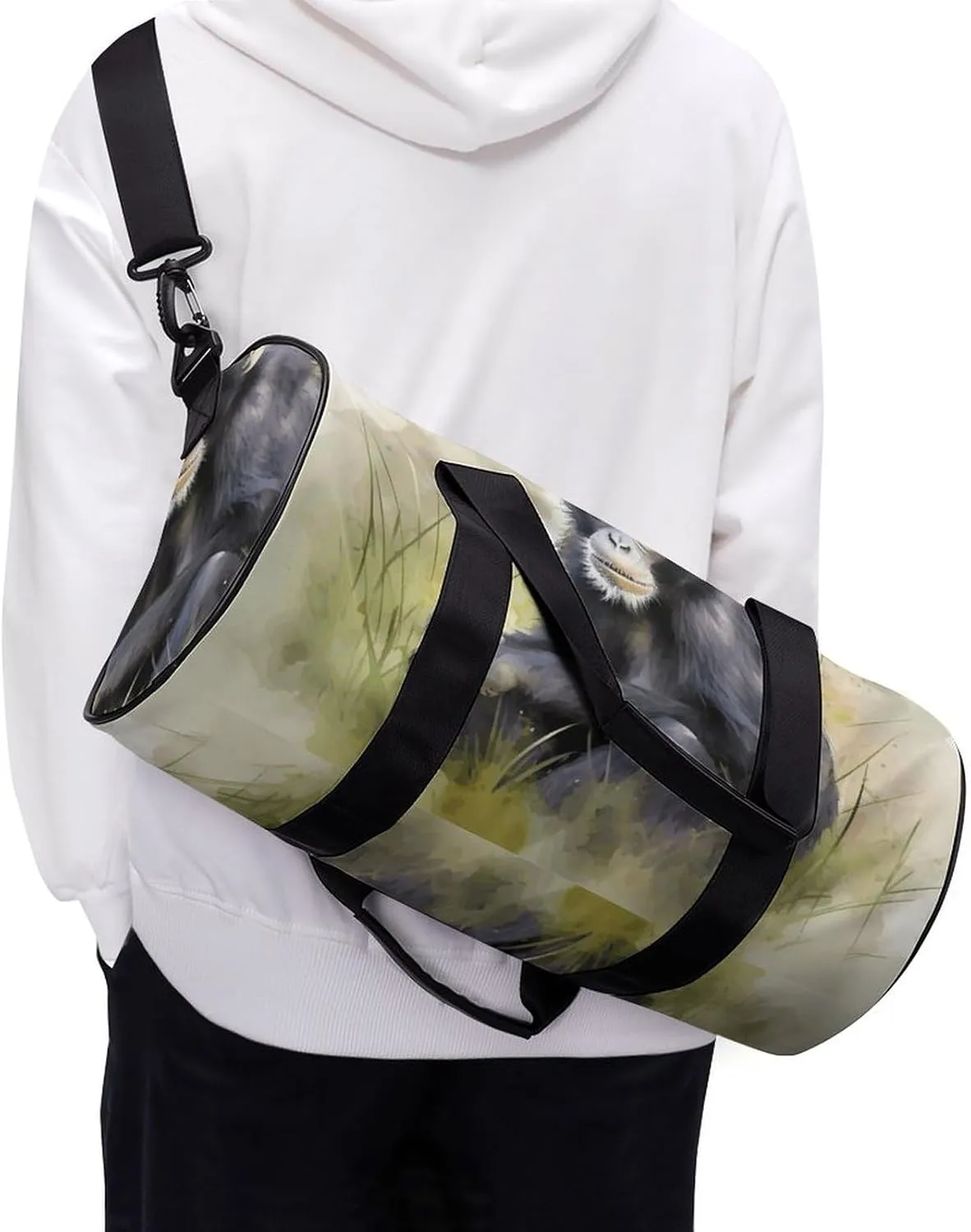 Sports Gym Bag for Women Men Travel Duffel Bag Hand Drawn Chimpanzee Weekender Bag Canvas Carry on Overnight Bag for Travel Swimming Fitness Workout Sports Duffle Bag