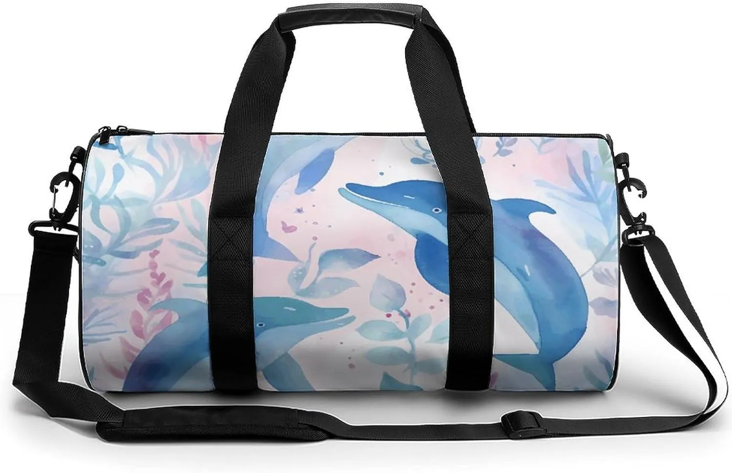 Sports Gym Bag for Women Men Travel Duffel Bag Hand Drawn Dolphin Weekender Bag Canvas Carry on Overnight Bag for Travel Swimming Fitness Workout Sports Duffle Bag, 17.7in/9in/9in, style-3-2