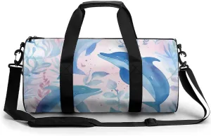 Sports Gym Bag for Women Men Travel Duffel Bag Hand Drawn Dolphin Weekender Bag Canvas Carry on Overnight Bag for Travel Swimming Fitness Workout Sports Duffle Bag, 17.7in/9in/9in, style-3-2