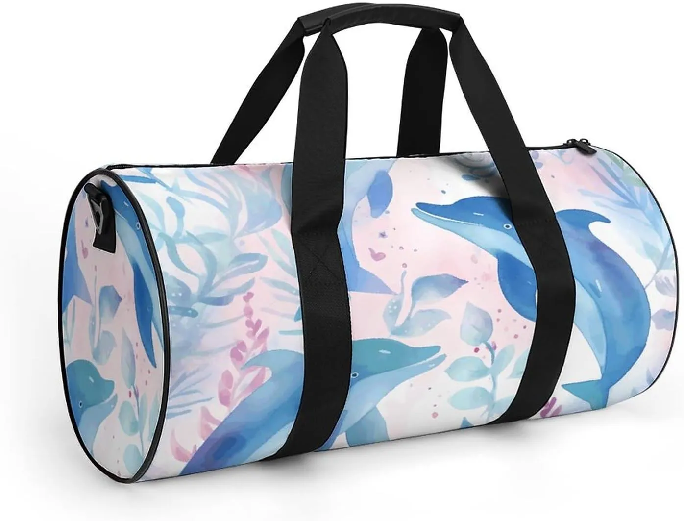 Sports Gym Bag for Women Men Travel Duffel Bag Hand Drawn Dolphin Weekender Bag Canvas Carry on Overnight Bag for Travel Swimming Fitness Workout Sports Duffle Bag, 17.7in/9in/9in, style-3-2