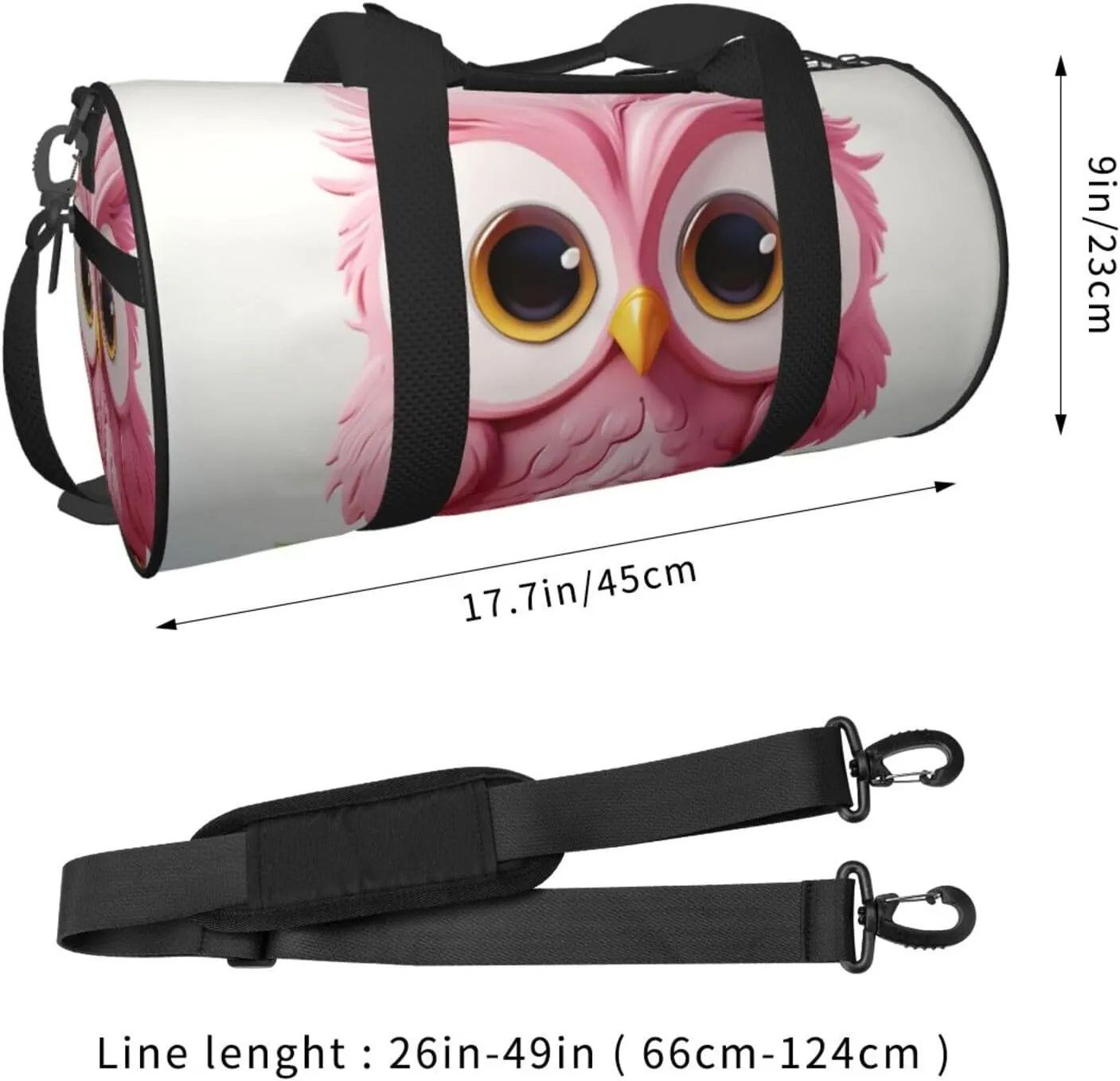 Sports Gym Bag for Women Men Travel Duffel Bag Tote Weekender Bag Carry on Overnight Bag for Travel Swimming Fitness Workout Sports A pink Owl Duffle Bag