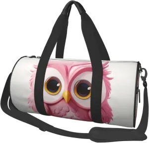 Sports Gym Bag for Women Men Travel Duffel Bag Tote Weekender Bag Carry on Overnight Bag for Travel Swimming Fitness Workout Sports A pink Owl Duffle Bag