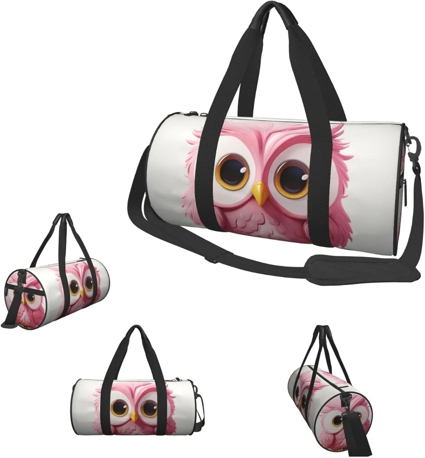 Sports Gym Bag for Women Men Travel Duffel Bag Tote Weekender Bag Carry on Overnight Bag for Travel Swimming Fitness Workout Sports A pink Owl Duffle Bag