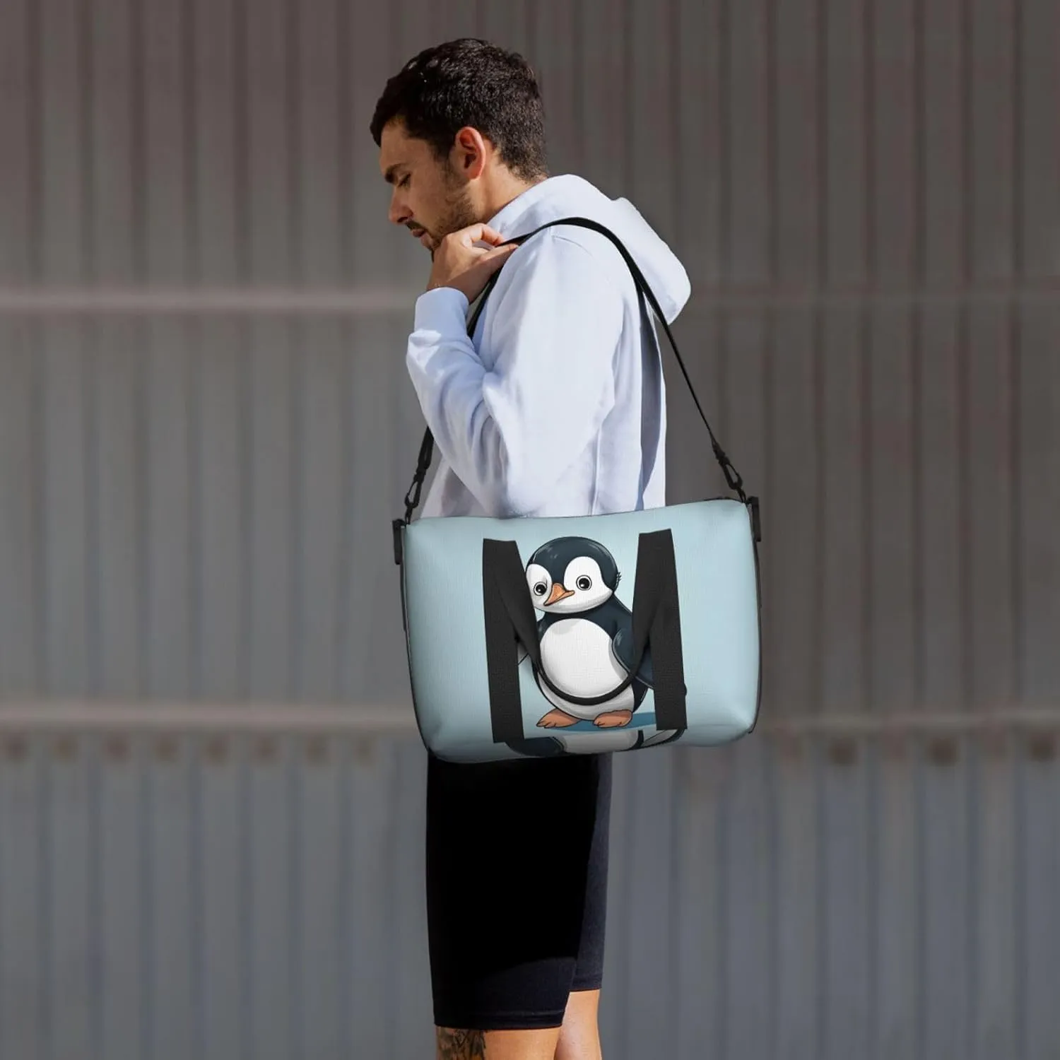 Sports Gym Bag for Women Men Travel Duffel Bag Tote Weekender Bag Carry on Overnight Bag for Travel Swimming Fitness Workout Sports Cute Penguin Duffle Bag