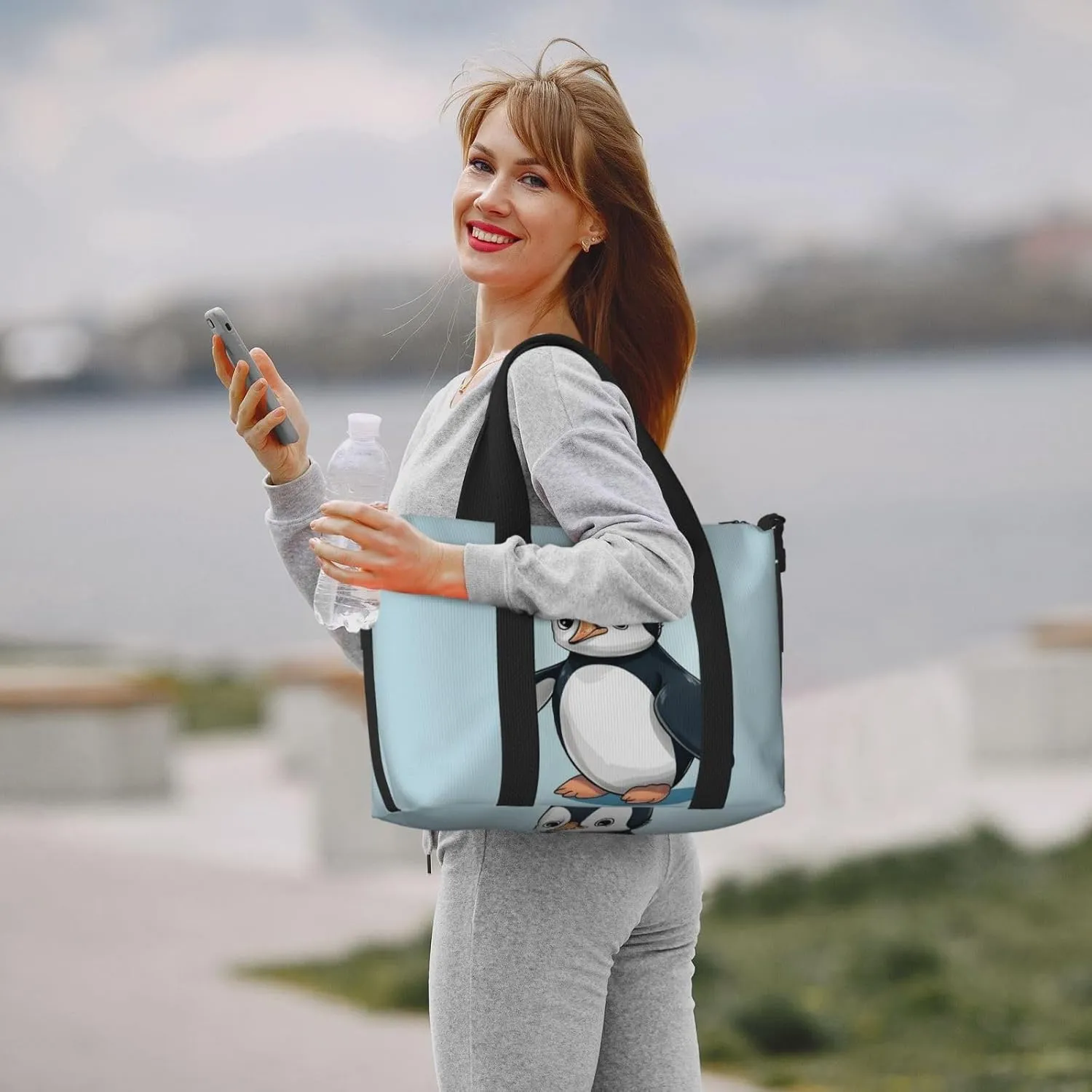 Sports Gym Bag for Women Men Travel Duffel Bag Tote Weekender Bag Carry on Overnight Bag for Travel Swimming Fitness Workout Sports Cute Penguin Duffle Bag
