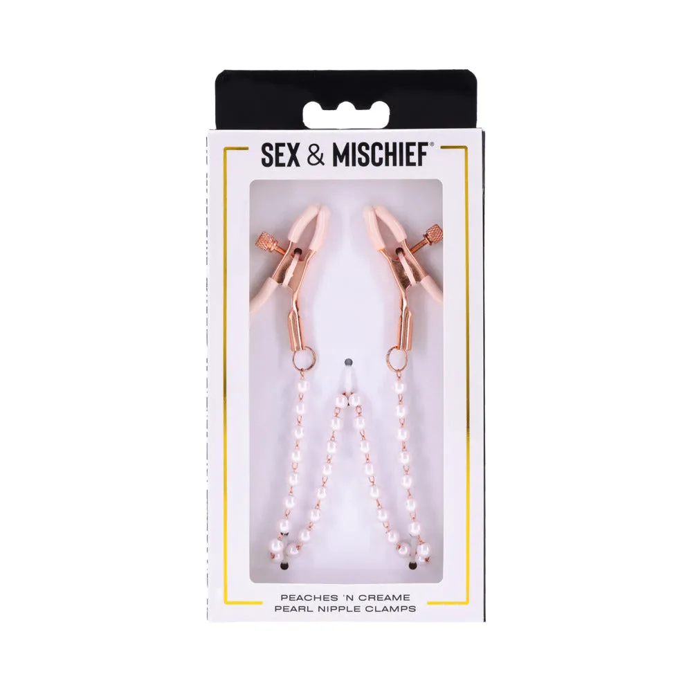 Sportsheets Sex & Mischief Peaches 'n CreaMe Pearl Nipple Clamps