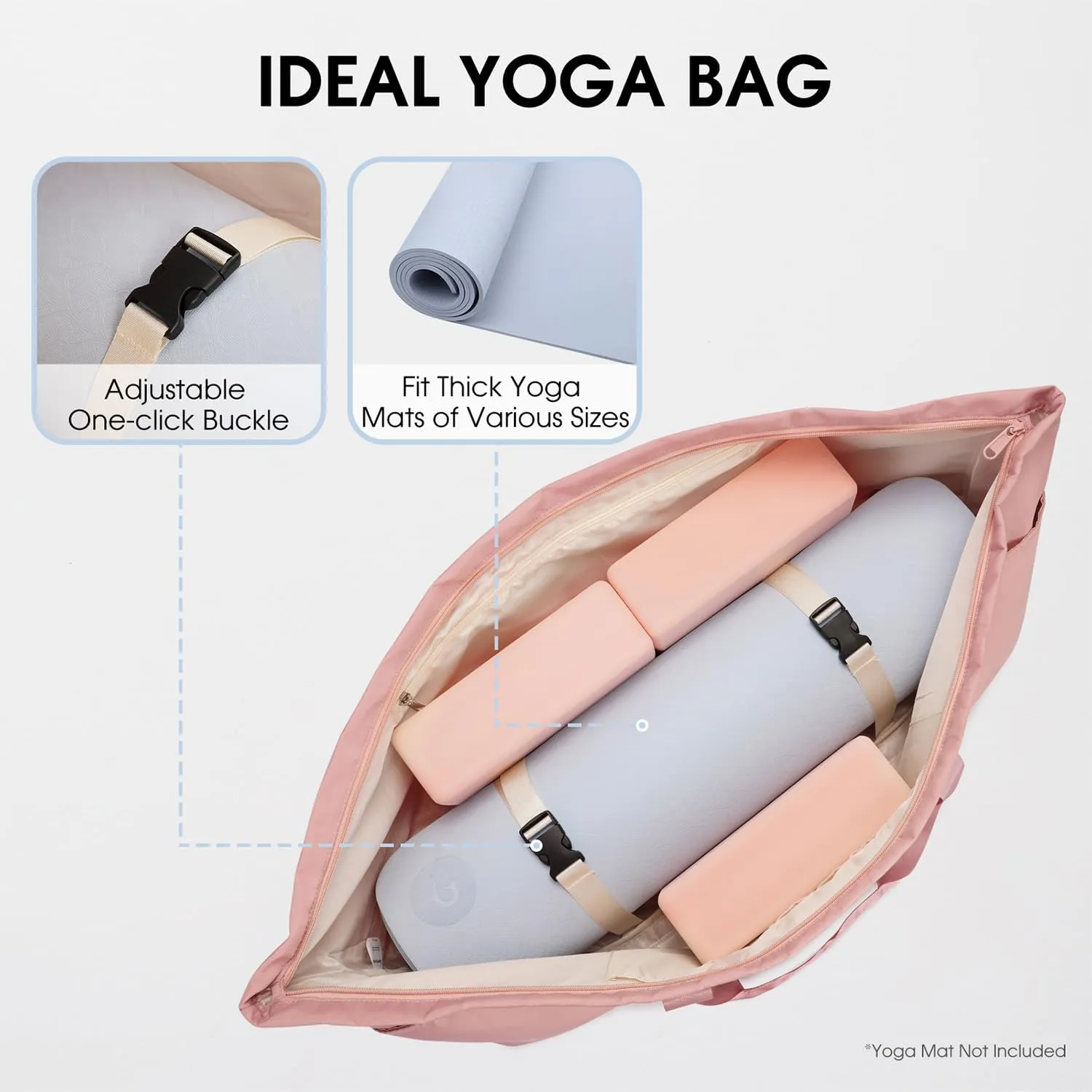 sportsnew Large Yoga Mat Bag with Shoes Compartment and Wet Pocket Ladies Pilates Gym Tote Bag with Yoga Mat Holder Strap for Women Men Workout Carrier Stuff Accessories