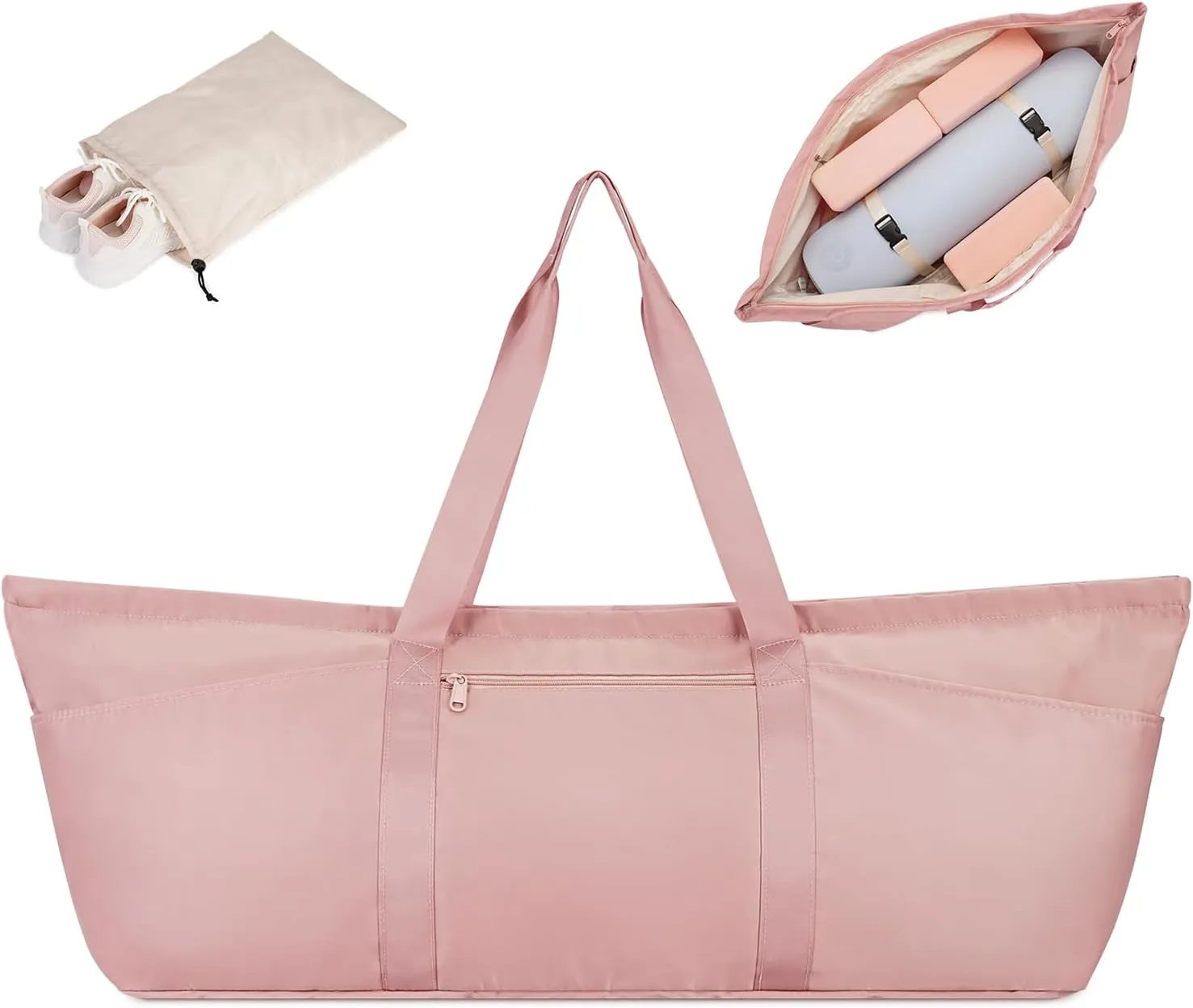 sportsnew Large Yoga Mat Bag with Shoes Compartment and Wet Pocket Ladies Pilates Gym Tote Bag with Yoga Mat Holder Strap for Women Men Workout Carrier Stuff Accessories
