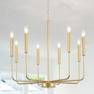 Spray Gold Chandelier 8 Lights Modern Farmhouse Chandelier Dining Room Light Fixture Rustic Industrial Candle Chandeliers Pendant Light for Foyer Entryway Kitchen Living Room