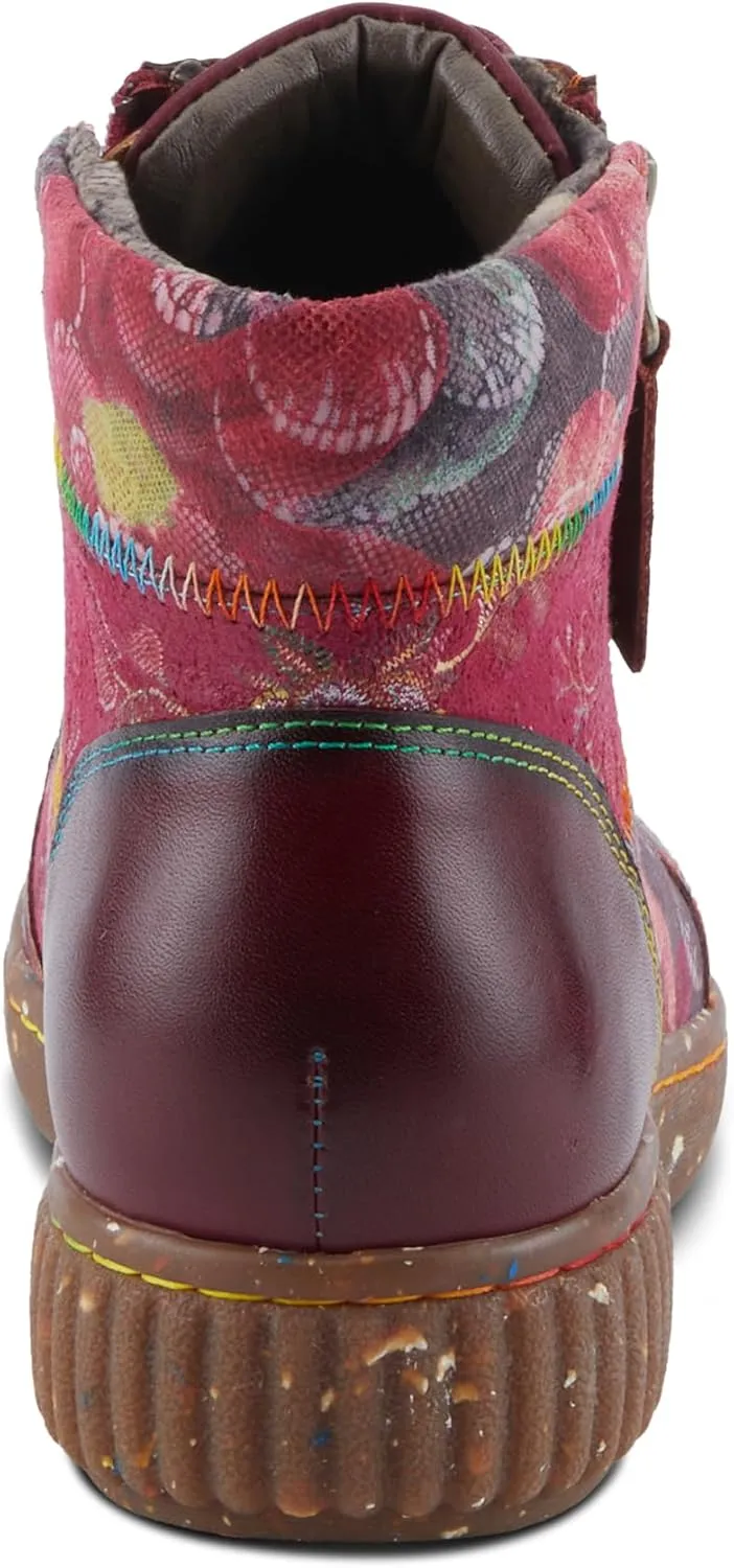 Spring Step L'Artiste Maylah Women's Floral Bootie - Patchwork Design, Rainbow Stitching, Comfortable & Stylish