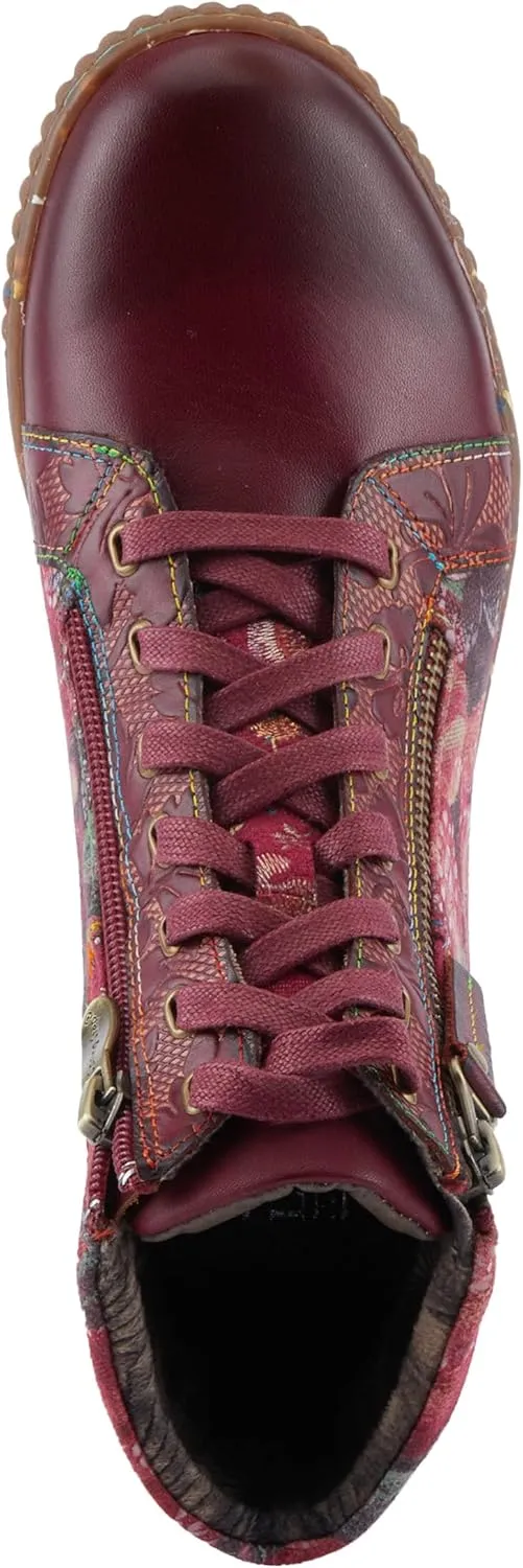 Spring Step L'Artiste Maylah Women's Floral Bootie - Patchwork Design, Rainbow Stitching, Comfortable & Stylish