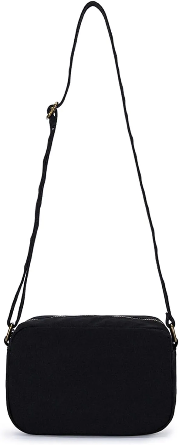 Square Crossbody Bag with Adjustable Length, Women Cotton Canvas Casual Shoulder Work Bag