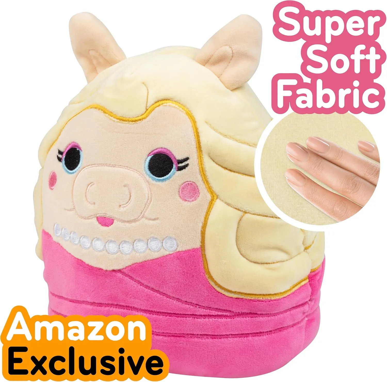 Squishmallows Original 8-Inch Miss Piggy - The Muppets - Official Jazwares Disney Plush - Collectible Soft & Squishy Stuffed Animal Toy - Add to Your Squad - Gift for Kids, Girls & Boys