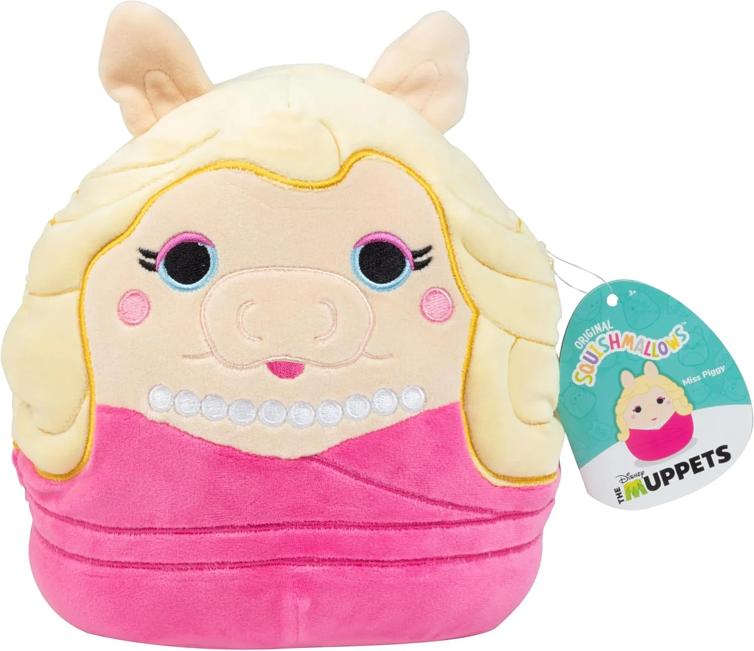Squishmallows Original 8-Inch Miss Piggy - The Muppets - Official Jazwares Disney Plush - Collectible Soft & Squishy Stuffed Animal Toy - Add to Your Squad - Gift for Kids, Girls & Boys