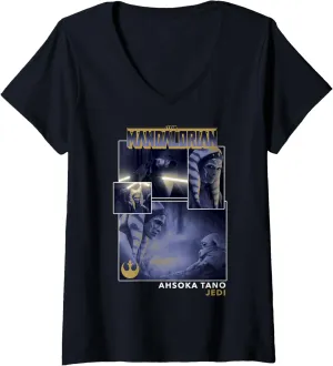 Star Wars: The Mandalorian Ahsoka Tano Jedi Collage R13 V-Neck T-Shirt