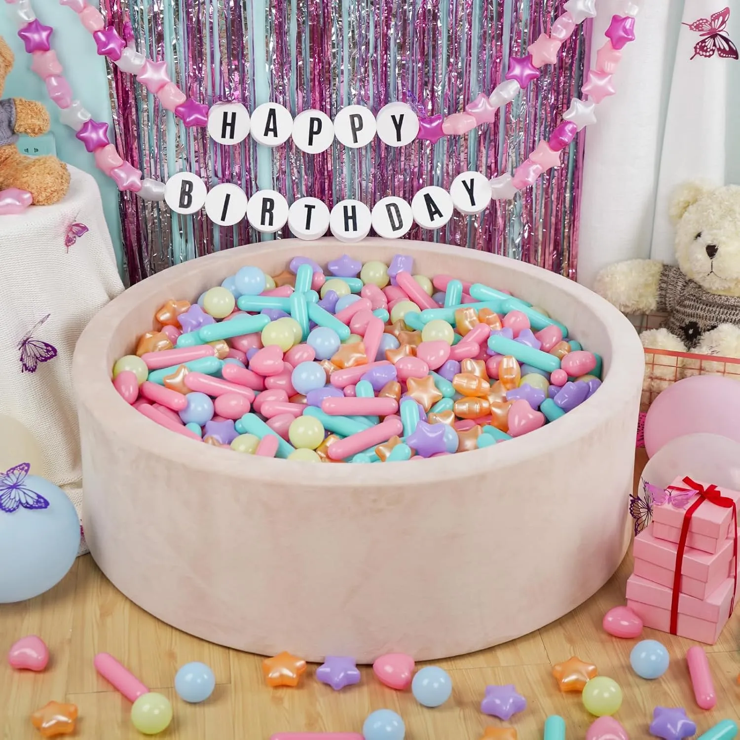 STARBOLO Ball Pit Balls for Baby and Toddler, 150pcs Phthalate Free BPA Free Crush Proof Plastic - Macaron Ocean Balls Pit Balls Play Toys for Kids Ball Pit, Pool,Play Tent,Party, st-txay-macgld150